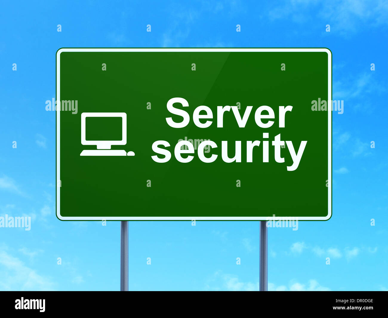 Security concept: Server and Computer Pc on road sign background Stock ...