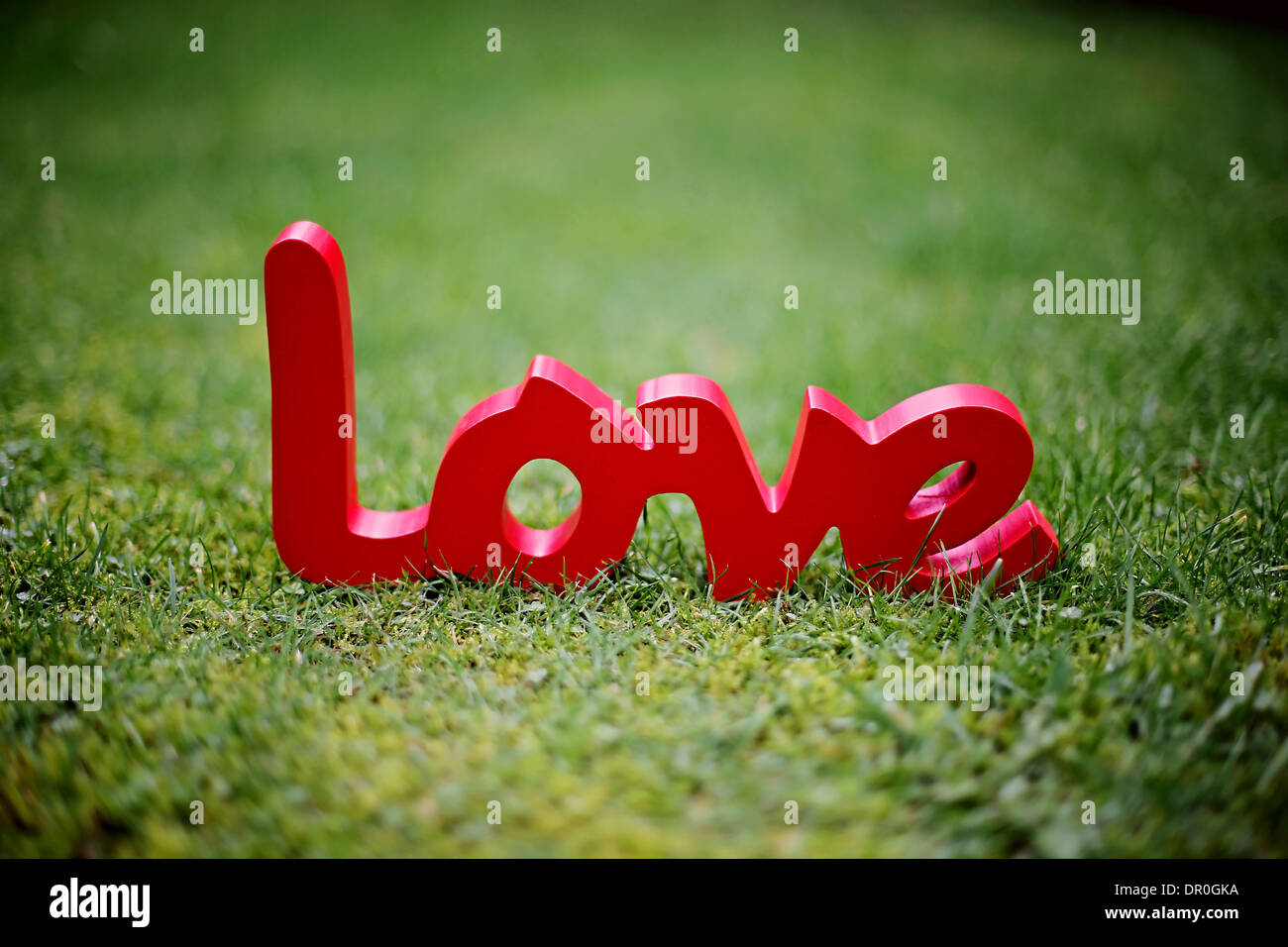 Love sign pictured on grass Stock Photo