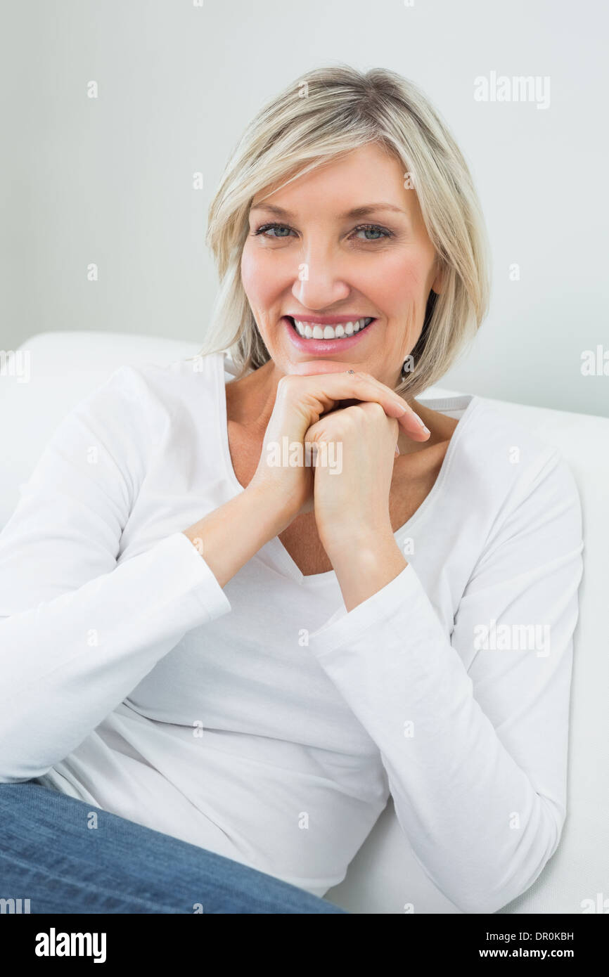 Portrait happy young woman home hi-res stock photography and images - Alamy