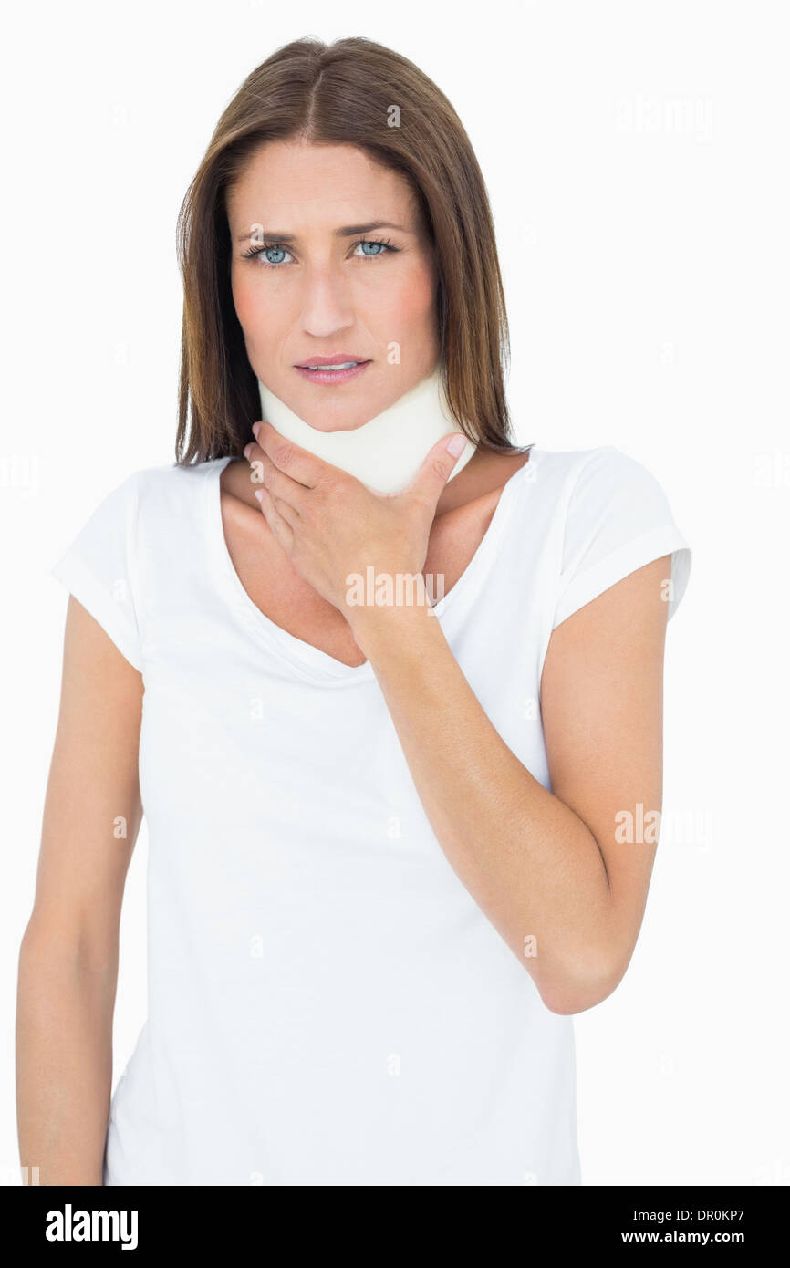 Portrait of a young woman wearing cervical collar Stock Photo Alamy