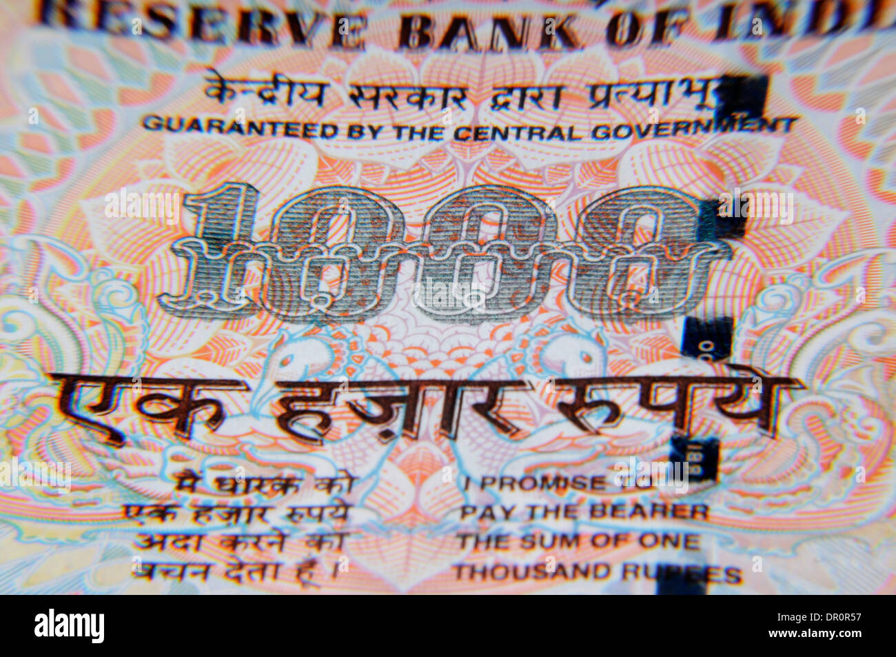 Close of one thousand rupee note ,Indian Currency Stock Photo