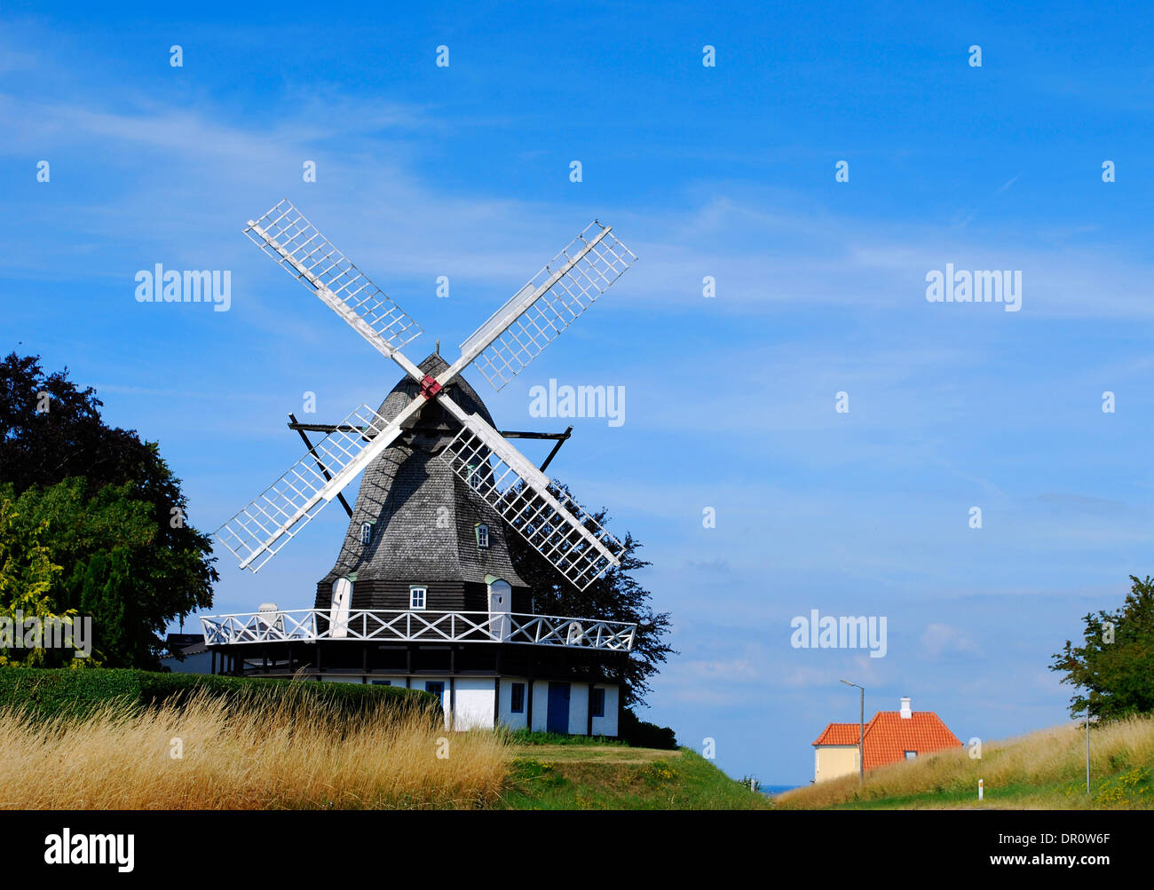 Aero island, windmill near aeroskobing, Fyn, Denmark, Scsndinavia, Europe Stock Photo