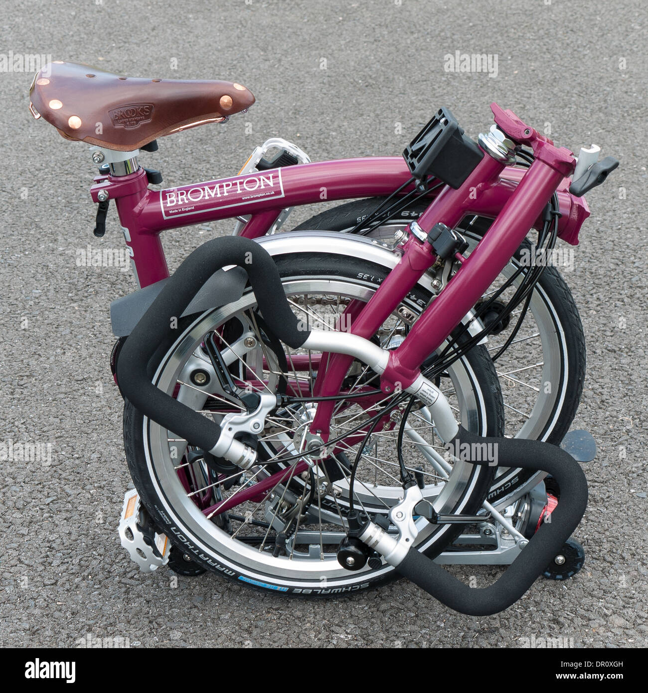 Folded Brompton Bicycle Stock Photo