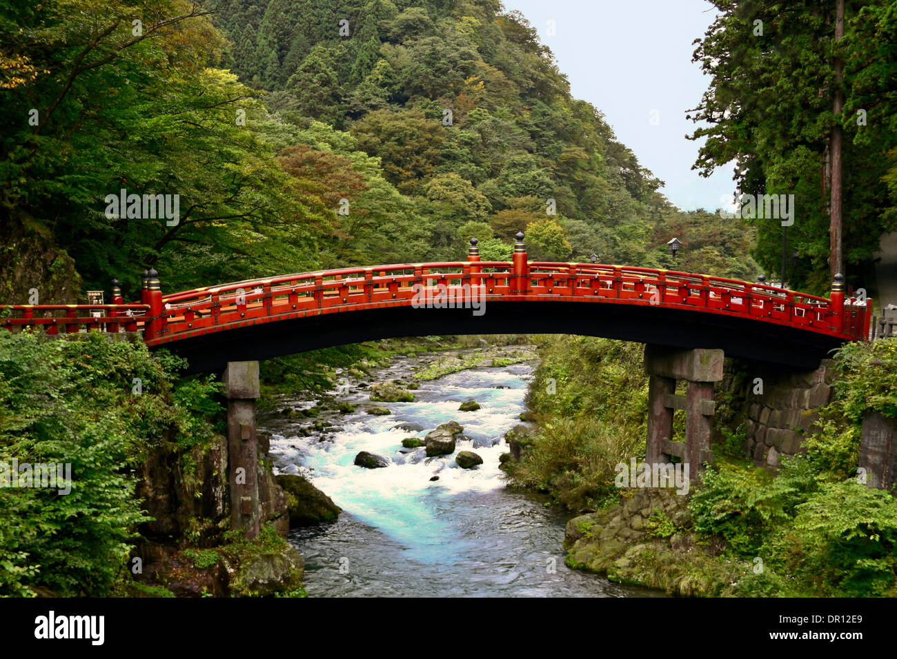 The sacred red bridge, called Shinkyo across the river Daiya, Nikko