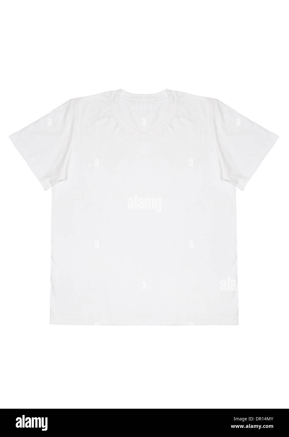 White v neck t-shirt on white background Stock Photo