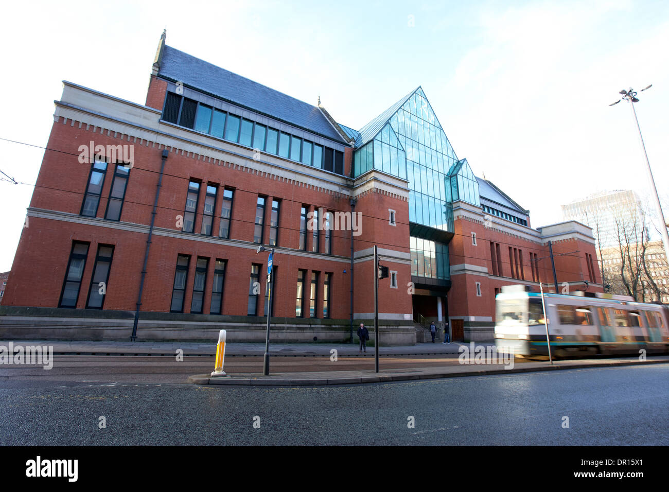 Minshull Street Crown Court with tram in Manchester UK Stock Photo