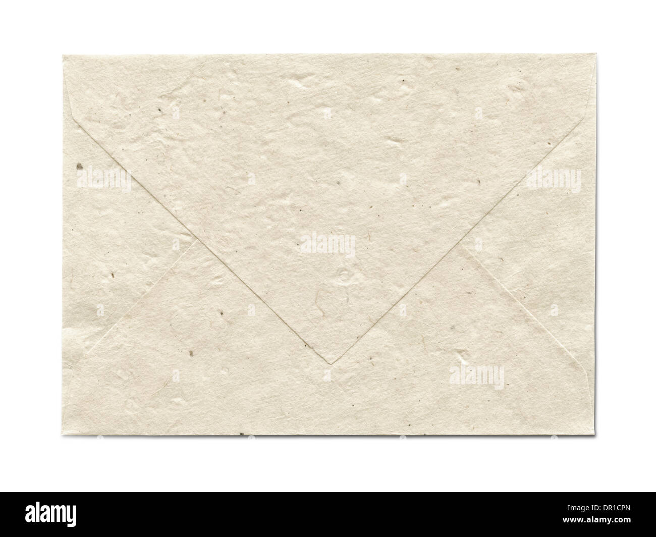 Natural recycled nepalese paper envelope isolated on white parchment