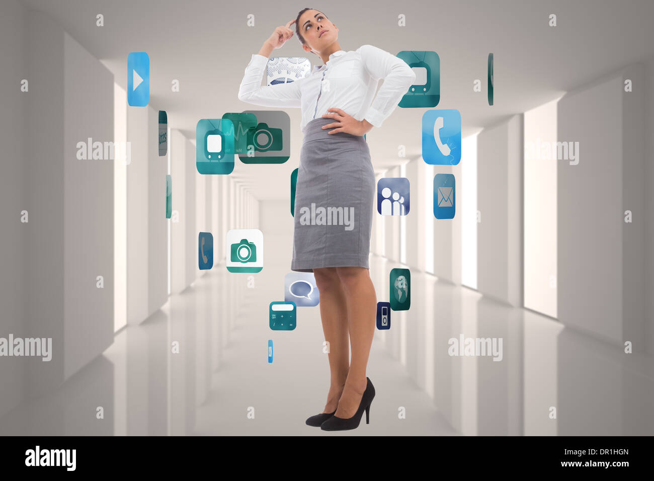 Composite image of focused businesswoman Stock Photo