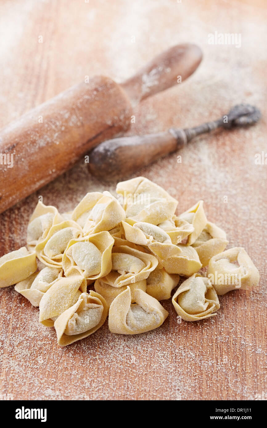 Handmade traditional italian tortellini pasta Stock Photo