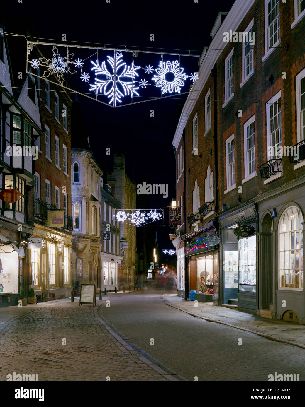 Christmas lights in St John's Street Cambridge Stock Photo Alamy
