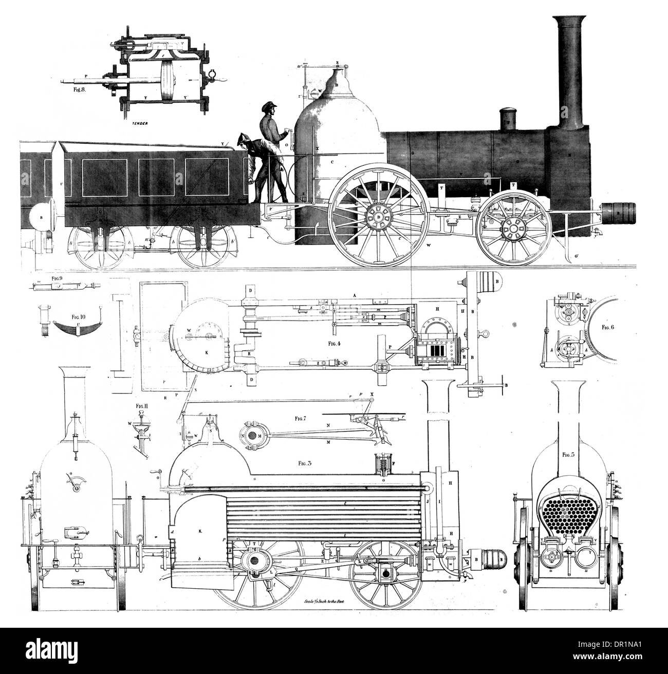 Mess'rs Bury Curtis & Kennedy. Four Wheeled Locomotive Engine circa 1830 Stock Photo
