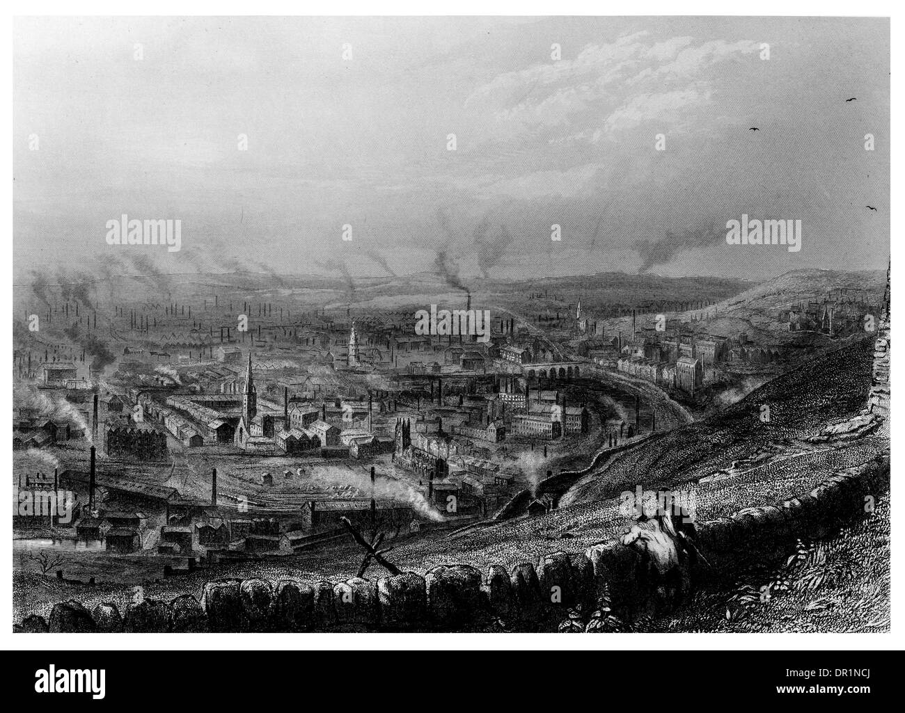 Halifax Minster town, Metropolitan Borough of Calderdale West Yorkshire Circa 1875 Stock Photo