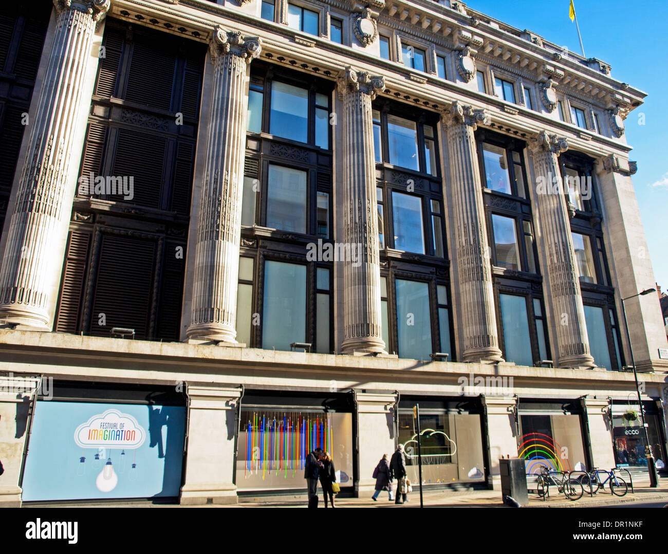 Side view of Selfridges from Orchard Street, adjacent to Oxford Street