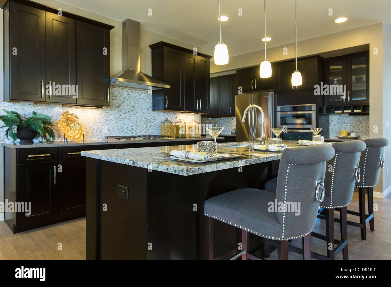 Kitchen, Village Homes model home, Arvada, Colorado USA Stock Photo