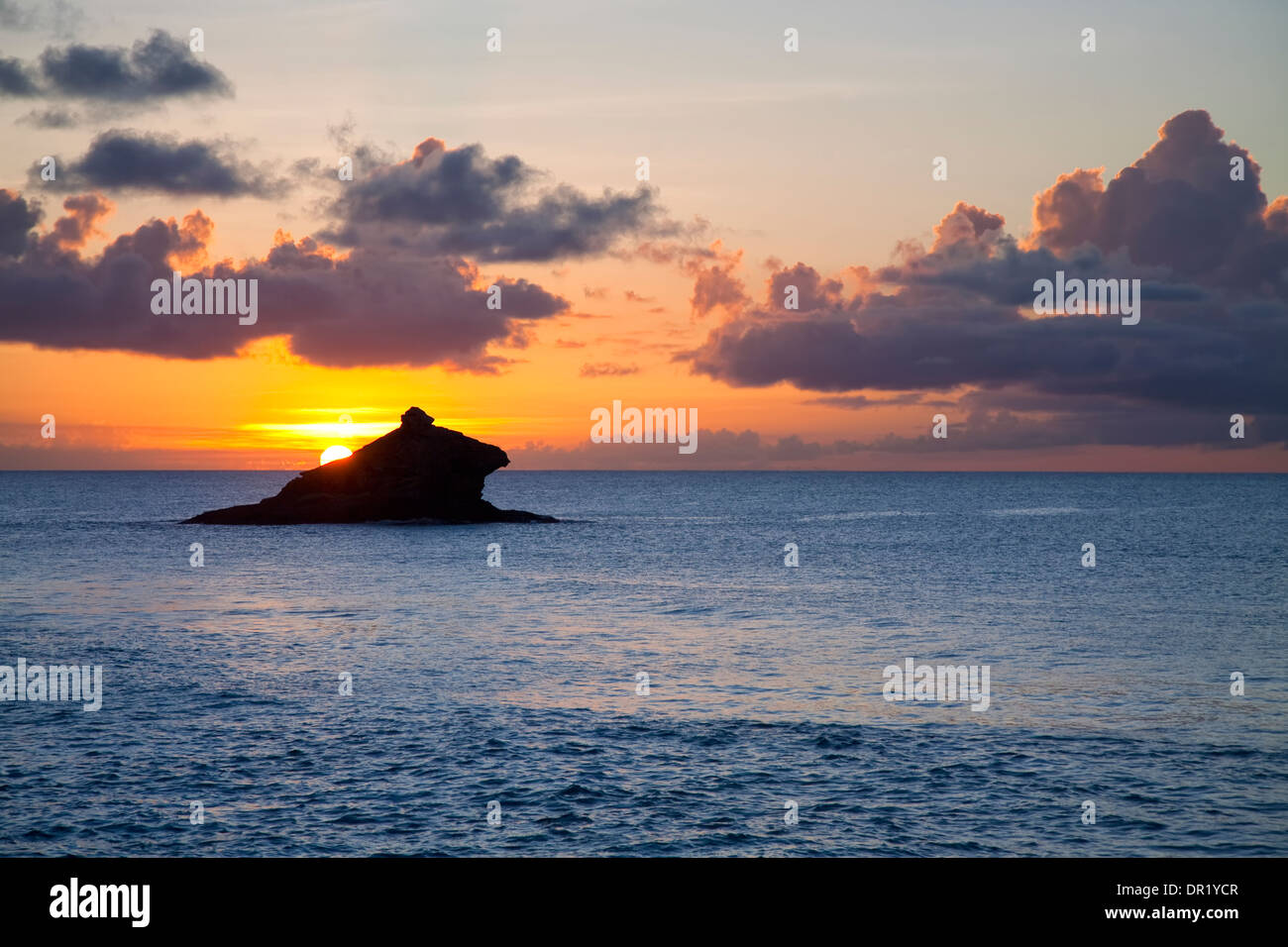 Hawksbill Rock located on the shores of Antigua in the Caribbean. Stock Photo