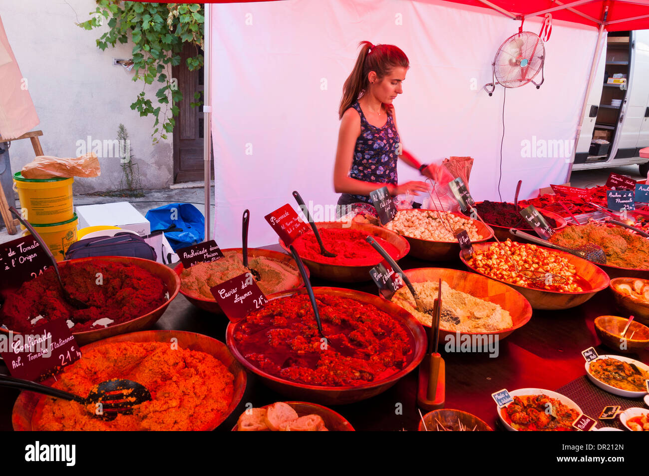 Saturday Outdoor Market in Gignac, Hérault, Languedoc Roussillon, France Stock Photo