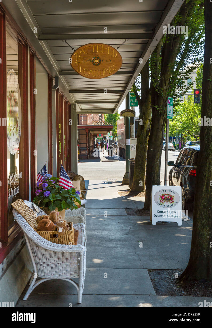 Shops on 4th Avenue West in historic downtown Olympia, Washington , USA Stock Photo