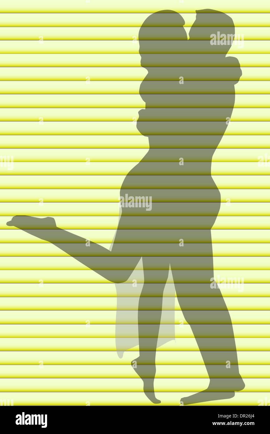 Silhouette through the blinds Stock Photo Alamy