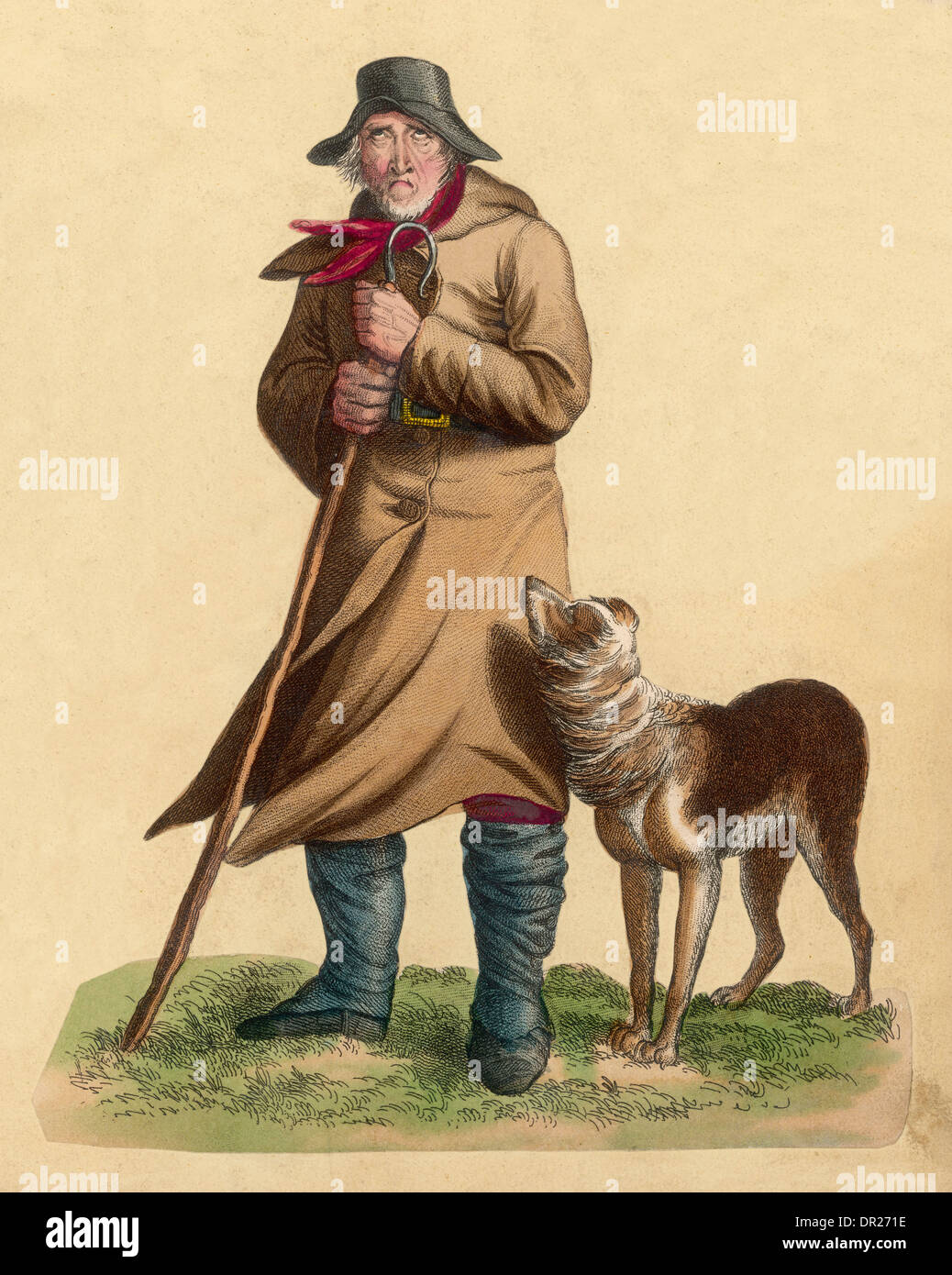 An old shepherd and his dog Stock Photo