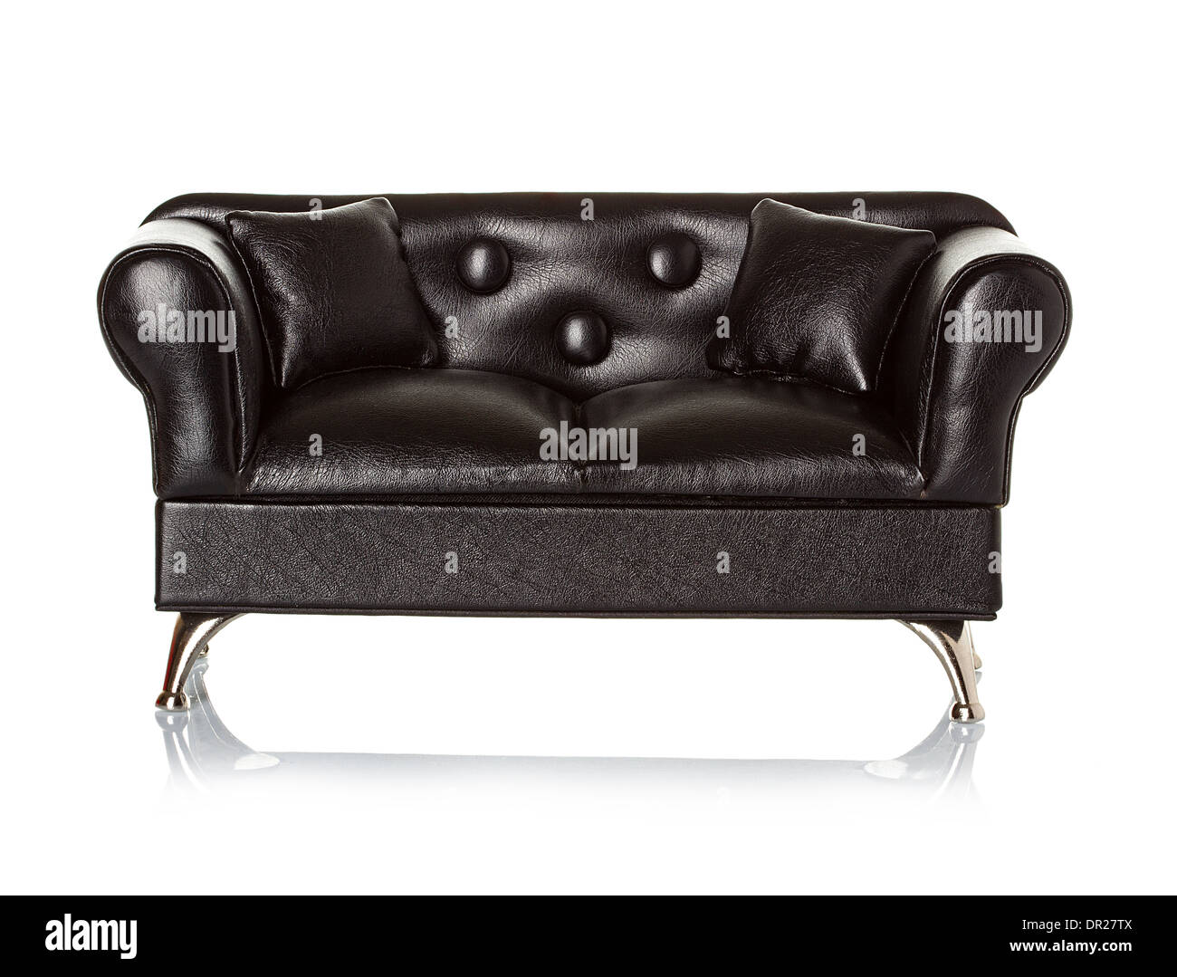 black leather sofa, couch isolated Stock Photo