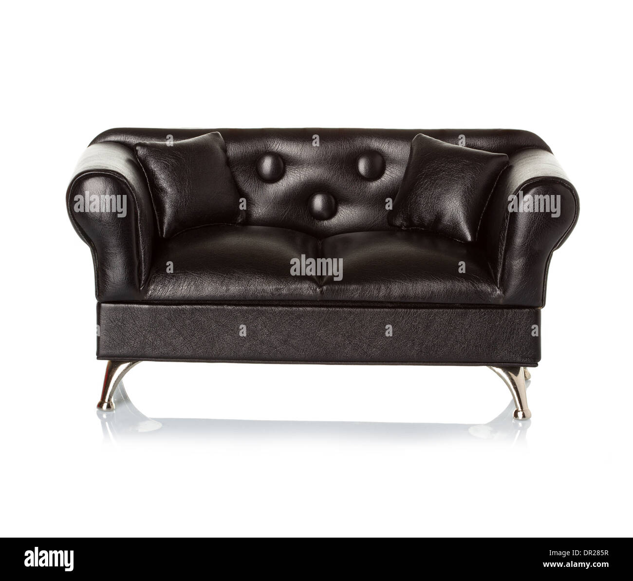 black leather sofa, couch isolated Stock Photo Alamy