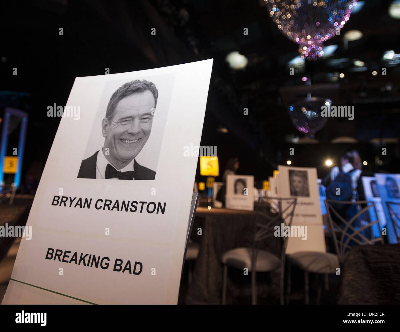 Los Angeles, California, USA. 17th Jan, 2014. Bryan Cranston/Breaking Bad.----The Screen Actors Guild made their final preparations on Friday morning January 17, 2014, for what will be this year's 20th SAG Awards event Saturday, January 18, 2014 at the Shrine Auditorium in Los Angeles. Set-up crews pulled out the red carpet as they finalized lighting and place tv cameras for Saturday as workers got ready for a closed dress rehearsal later today. The SAG awards honors tv and films as well as the individual actors and actresses and voted by the members themselves. (Credit Image: © David Bro/Z Stock Photo