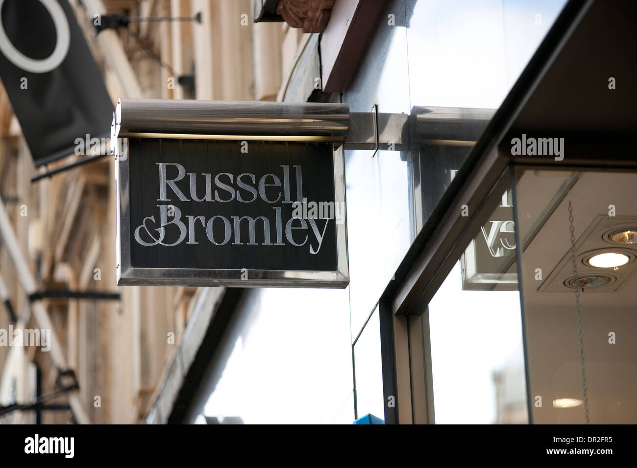 Russell & Bromley Shoe Retailer, Shop Sign, Glasgow High Street Stock