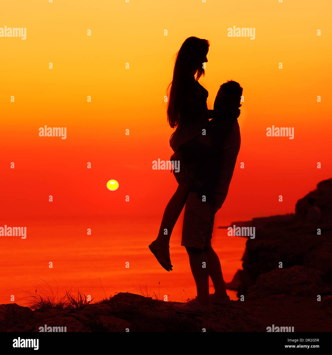 silhouette couple in love Stock Photo - Alamy
