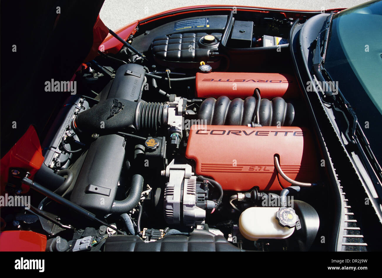 Chevrolet Corvette C5 - Z06 Model 2001 - Red - engine view Stock Photo