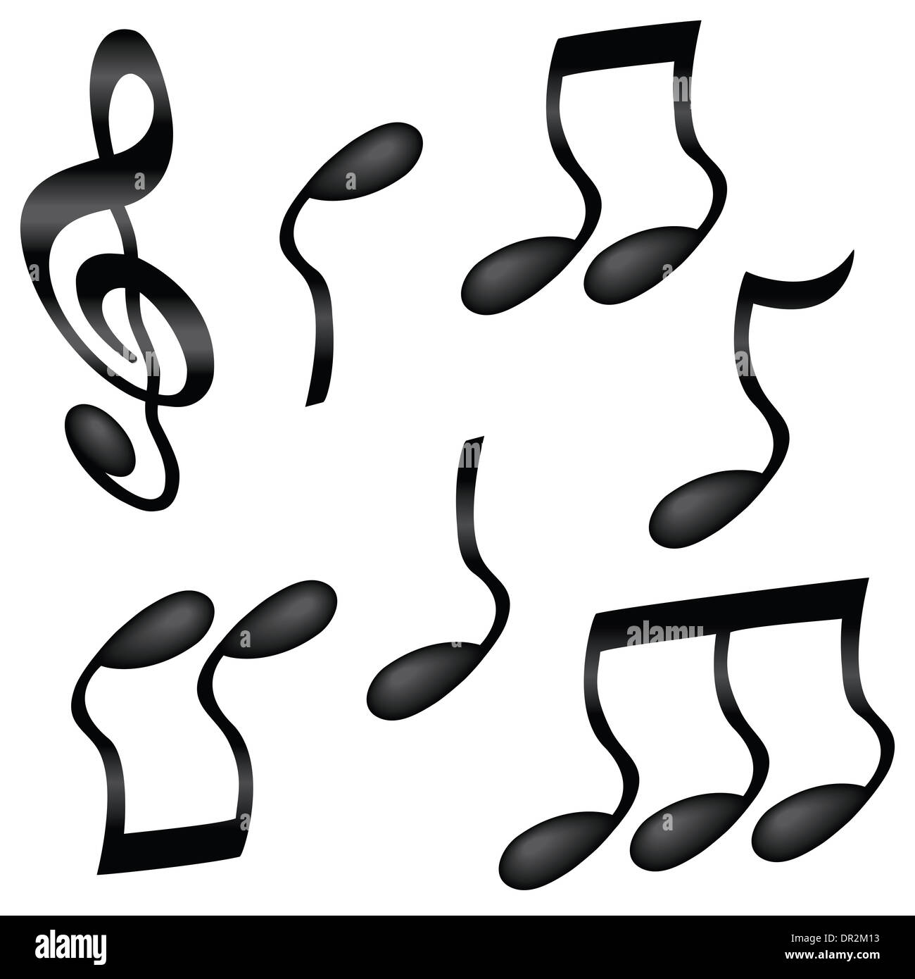 A selection of wavy black musical notes isolated on white Stock Photo ...