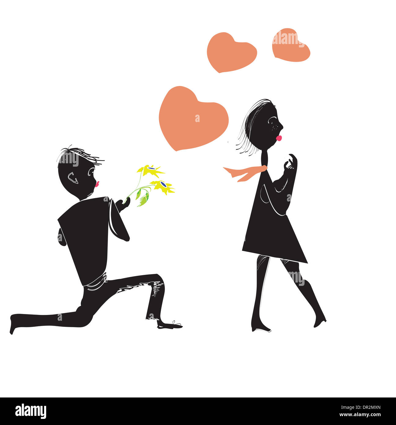couple in love, illustration Stock Photo - Alamy