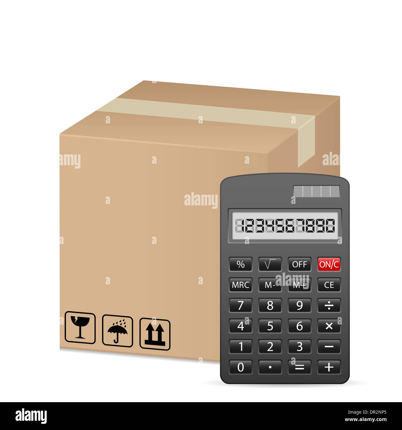 box and calculator on a white background Stock Photo Alamy