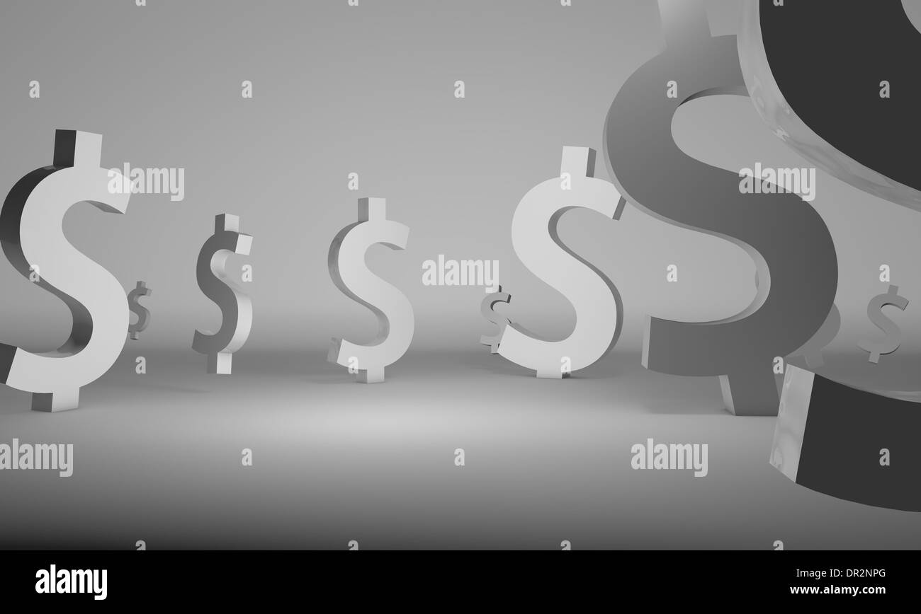 Dollar signs in chrome over pure white background Stock Photo Alamy