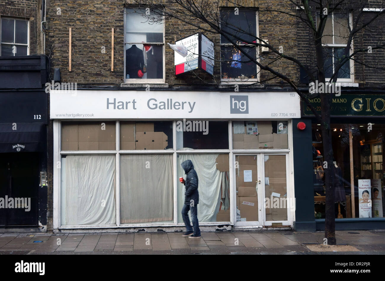 Squatters occupy former art gallery in Upper Street, Islington. London Stock Photo