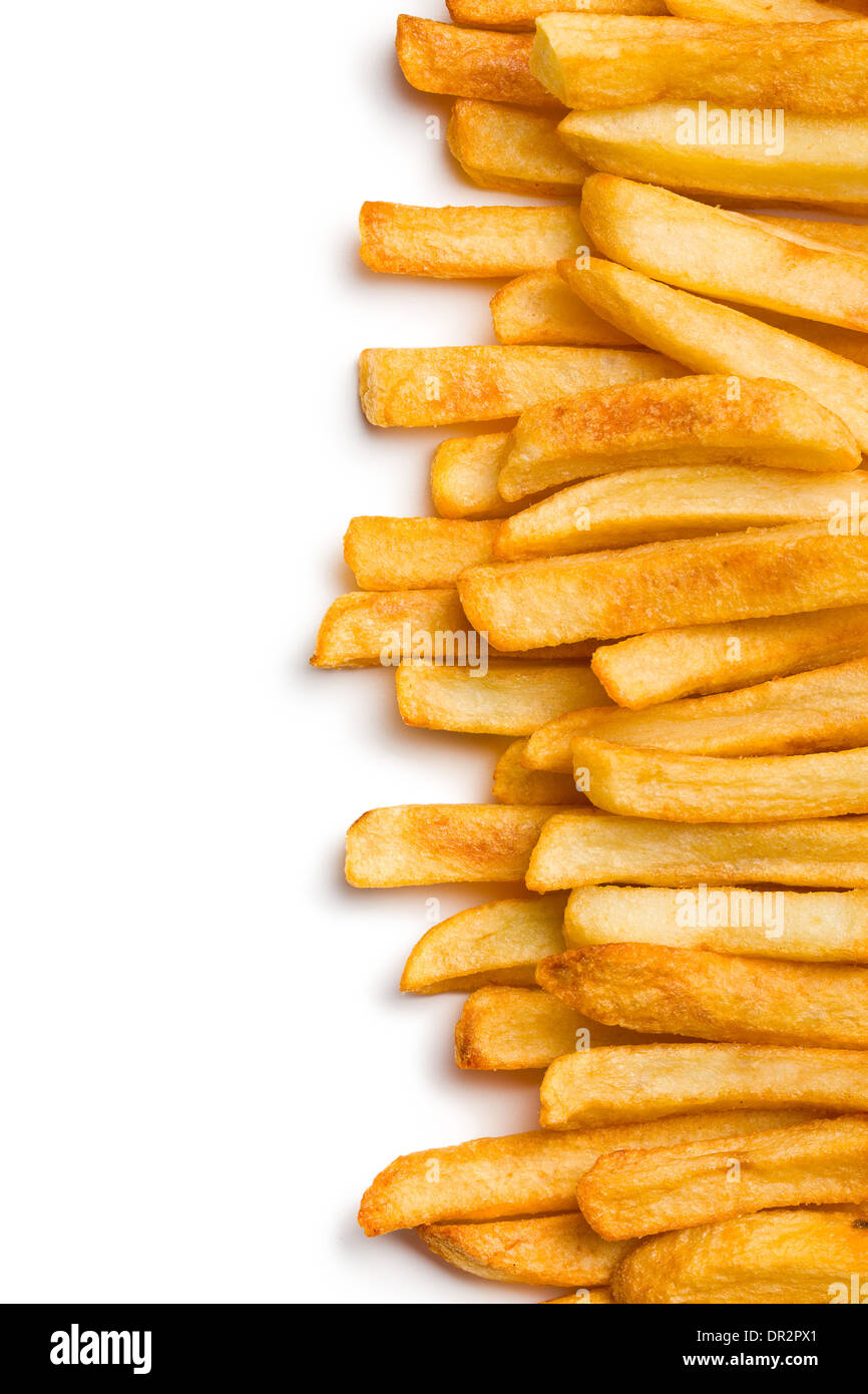 top view of french fries on white background Stock Photo - Alamy
