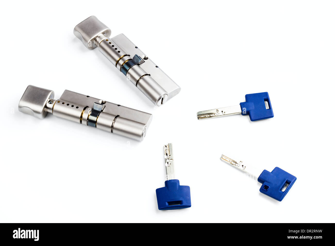 lock cylinder with thumb turn isolated on white background Stock Photo