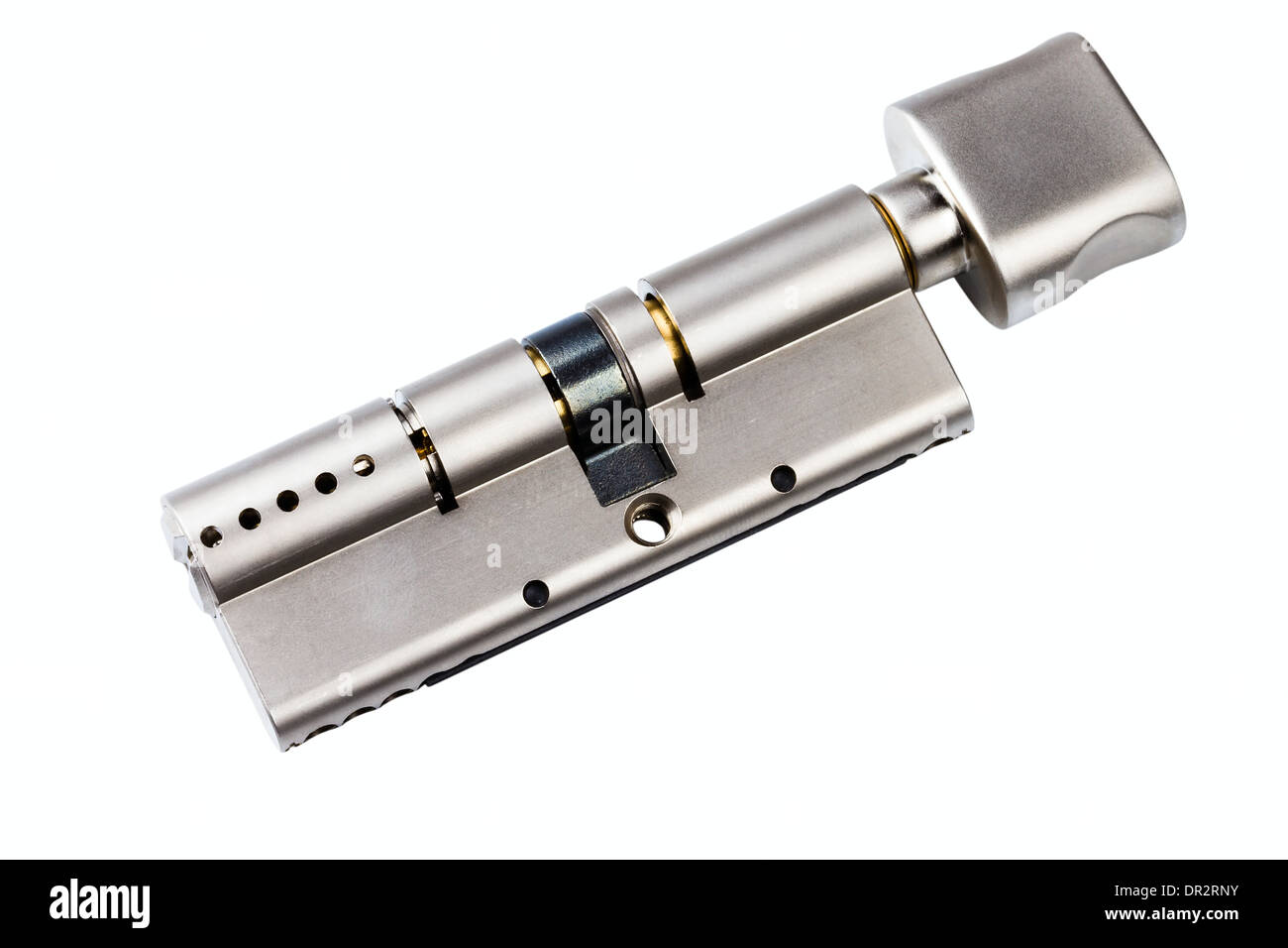 lock cylinder with thumb turn isolated on white background Stock Photo