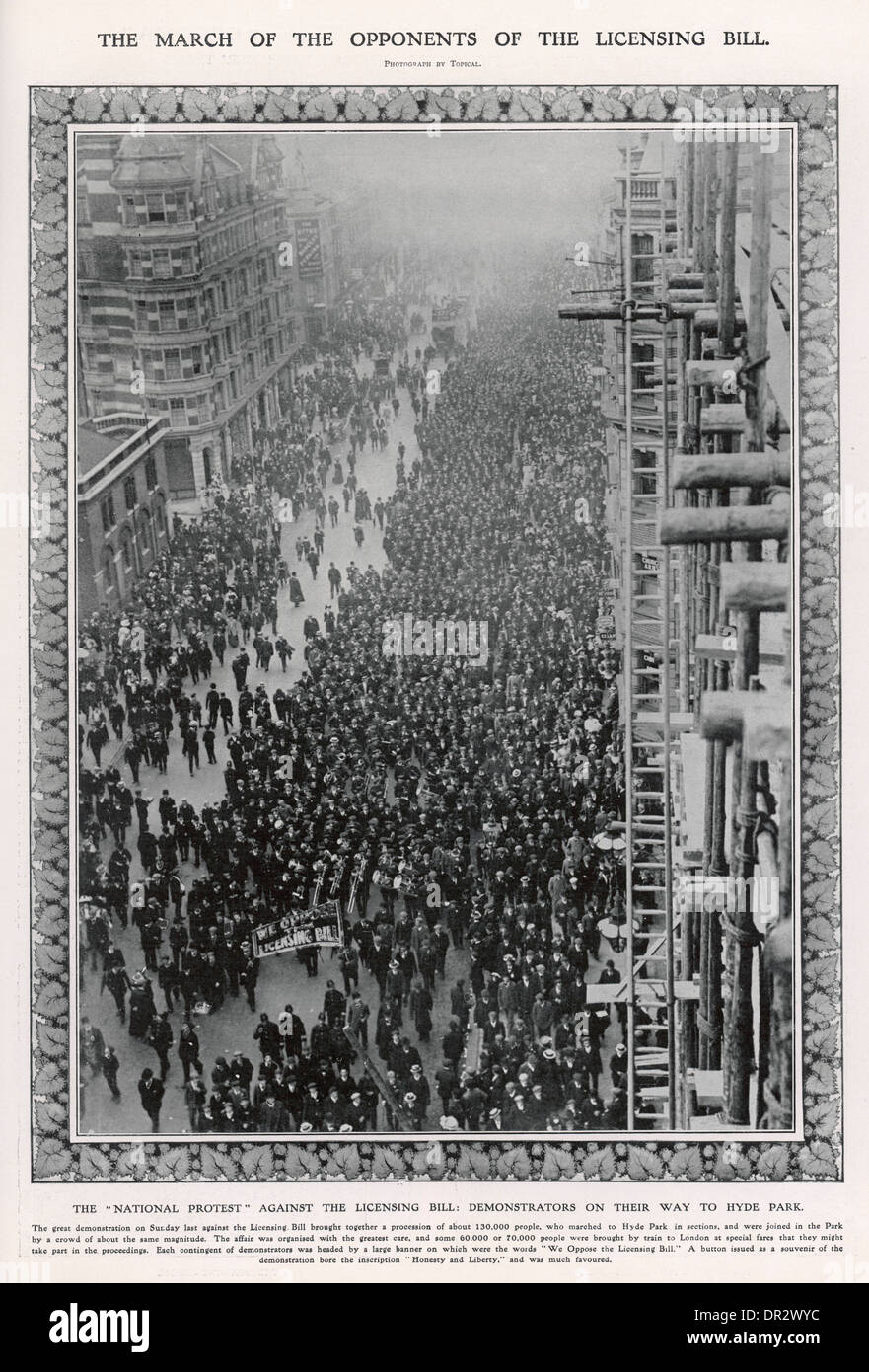 Licensing Bill Demo 1908 Stock Photo