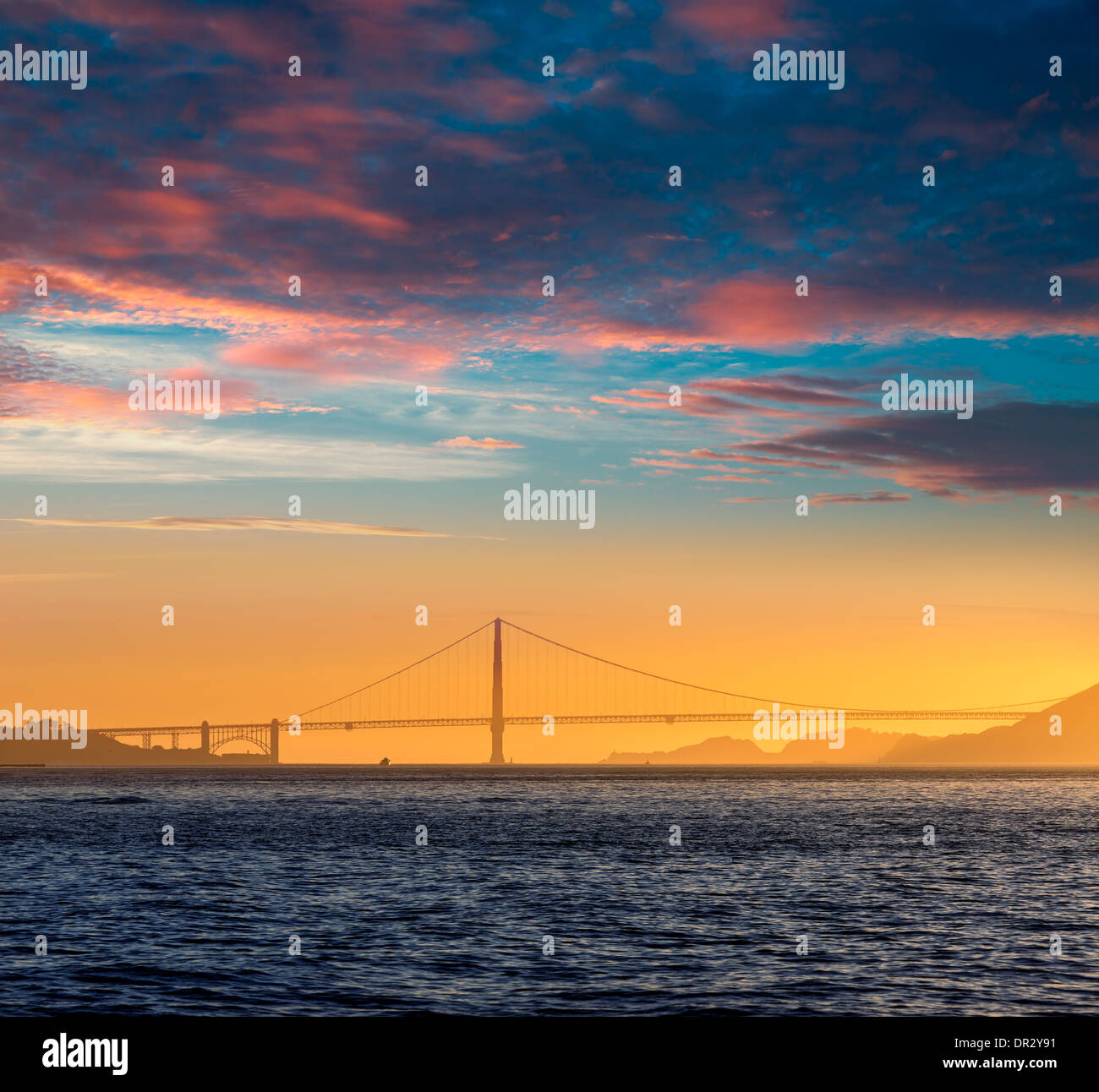 Golden Gate bridge sunset in San Francisco California USA Stock Photo