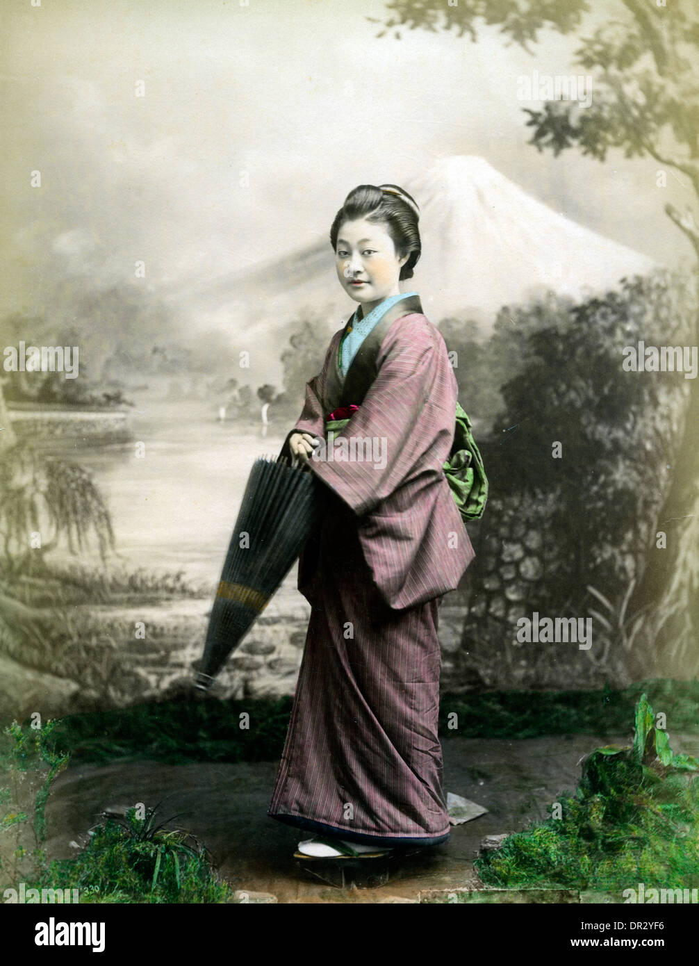 Japanese woman with umbrella hi-res stock photography and