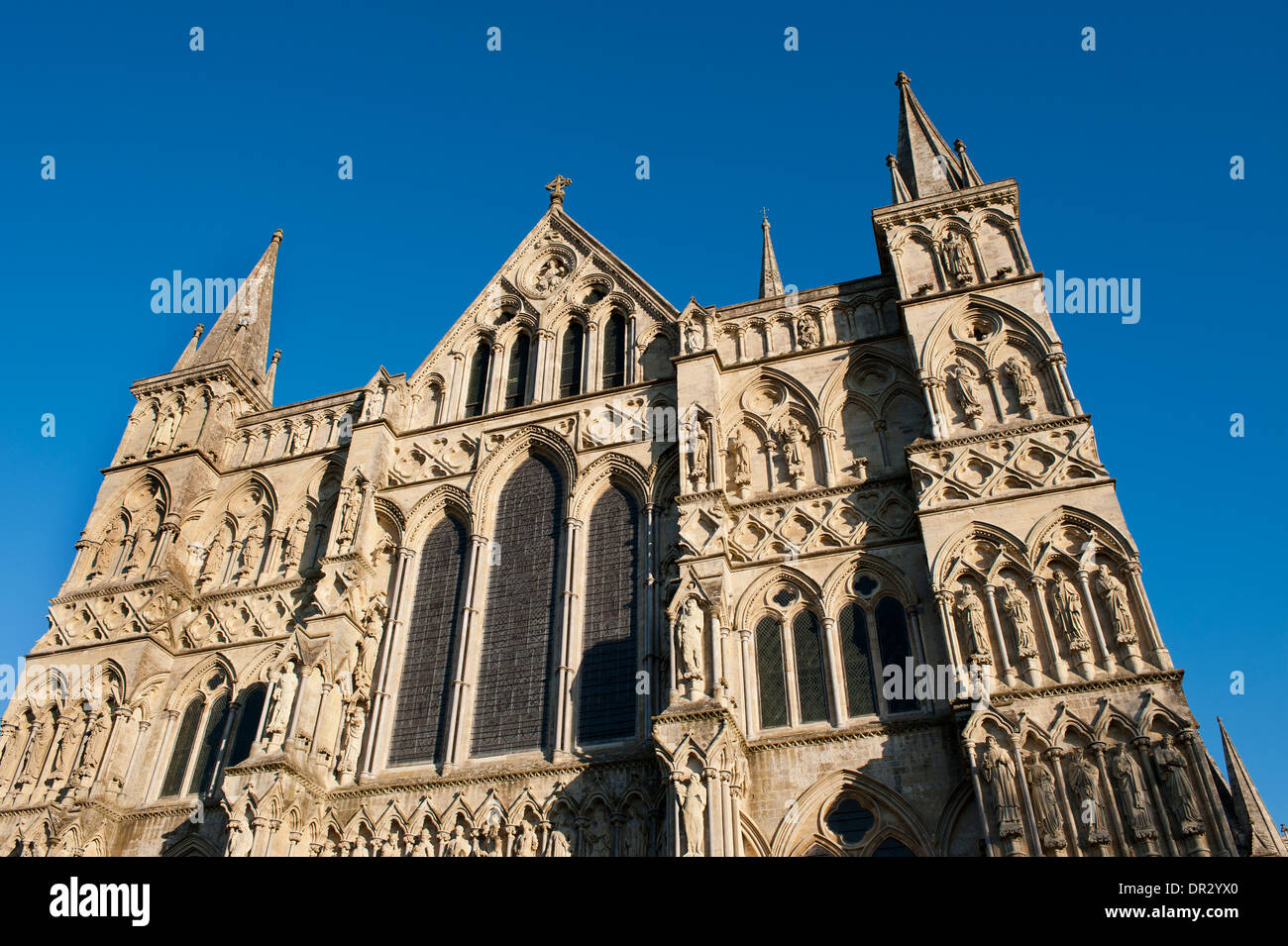 West Front of Salisbury Cathedral, Salisbury, Wiltshire, England, Uk. Stock Photo