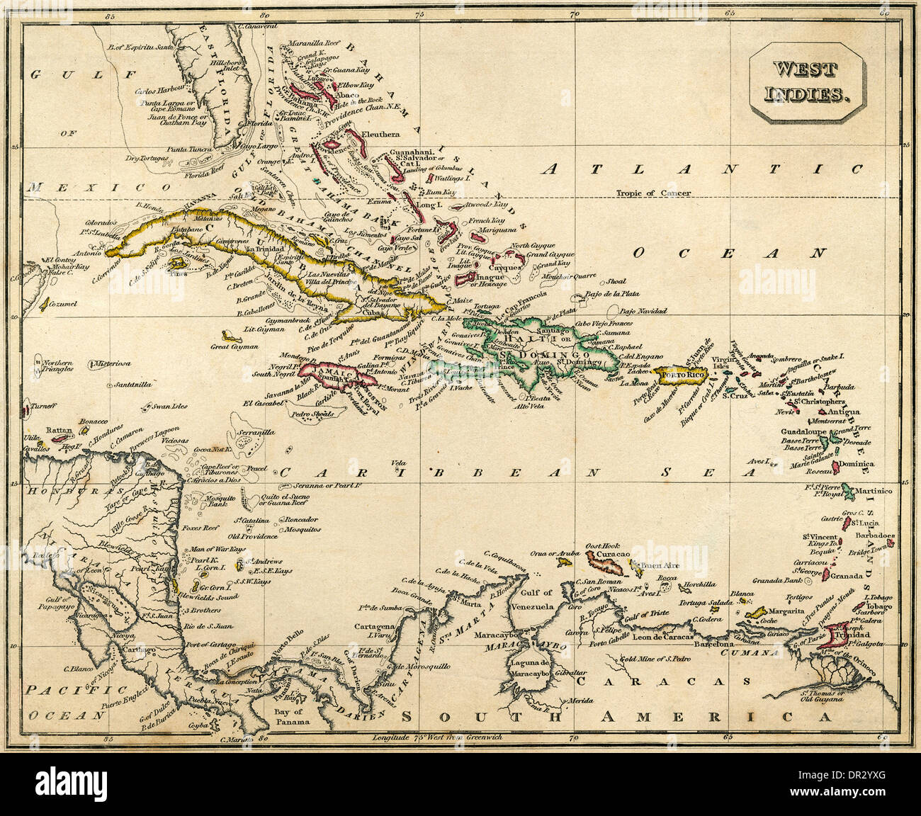 MAP WEST INDIES Stock Photo