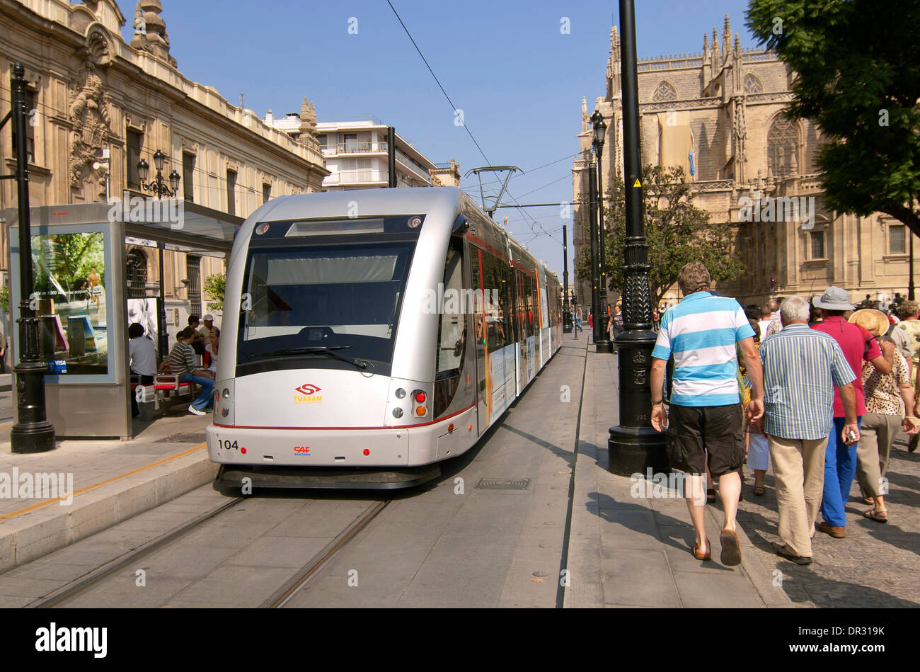 Metrocentro tram, Seville, Region of Andalusia, Spain, Europe Stock Photo