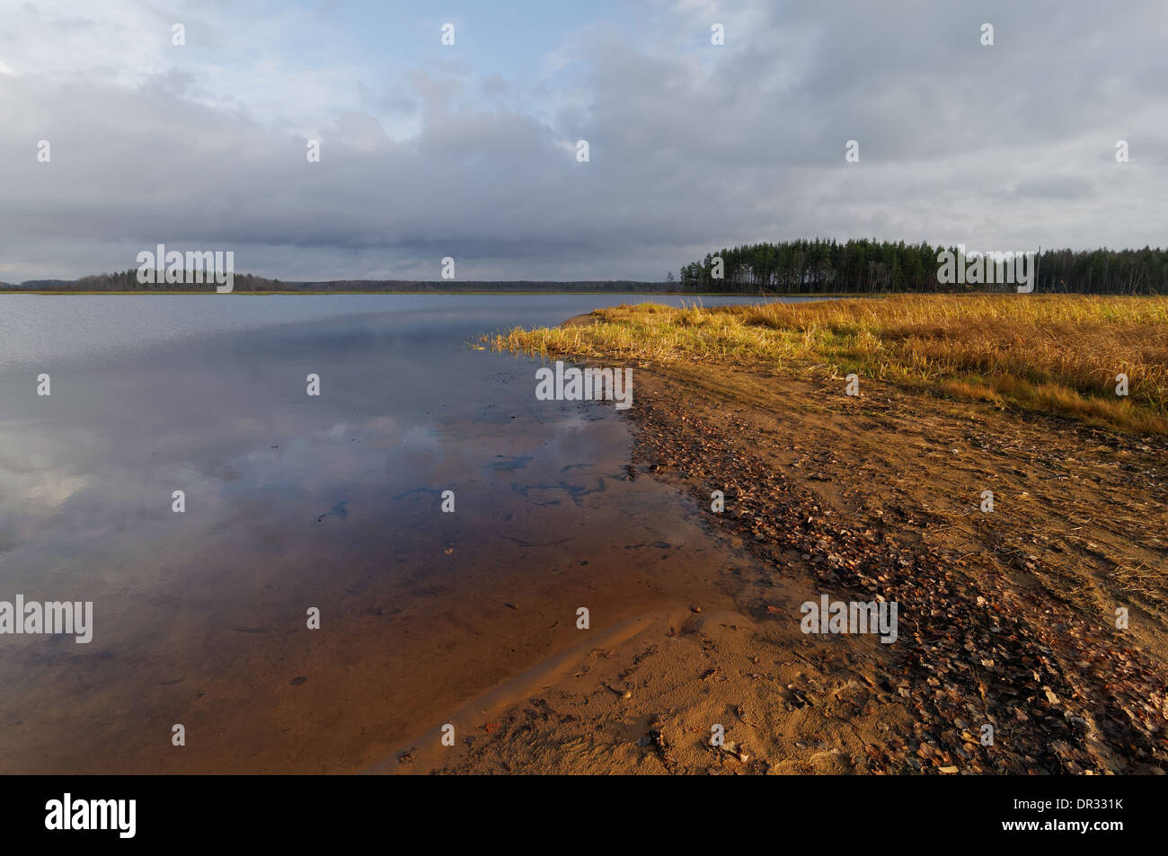 October view on Peno lake, Tver region Russia Stock Photo