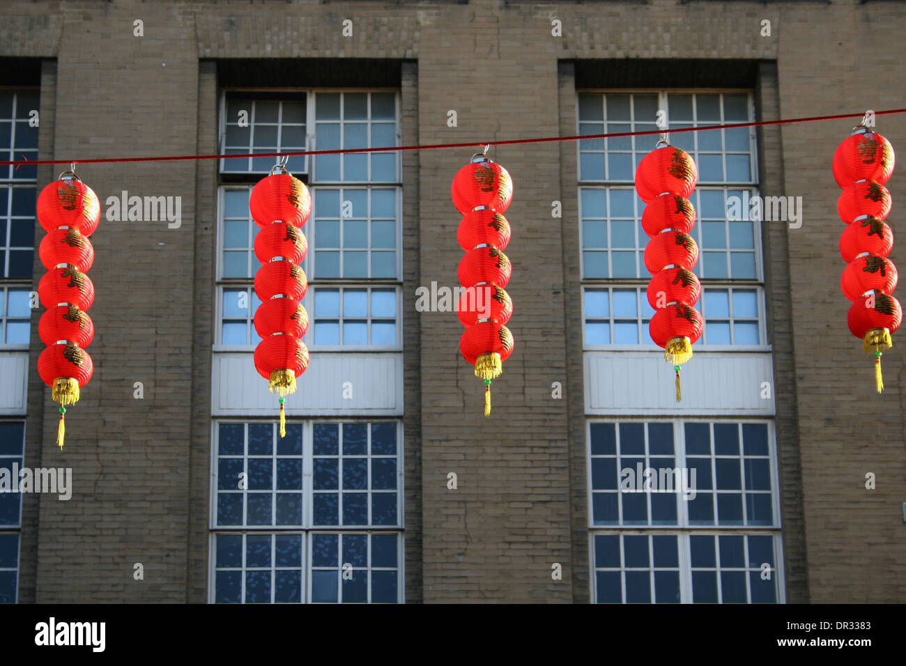 Traditional red Chinese lantern decorations for Chinese New Year in