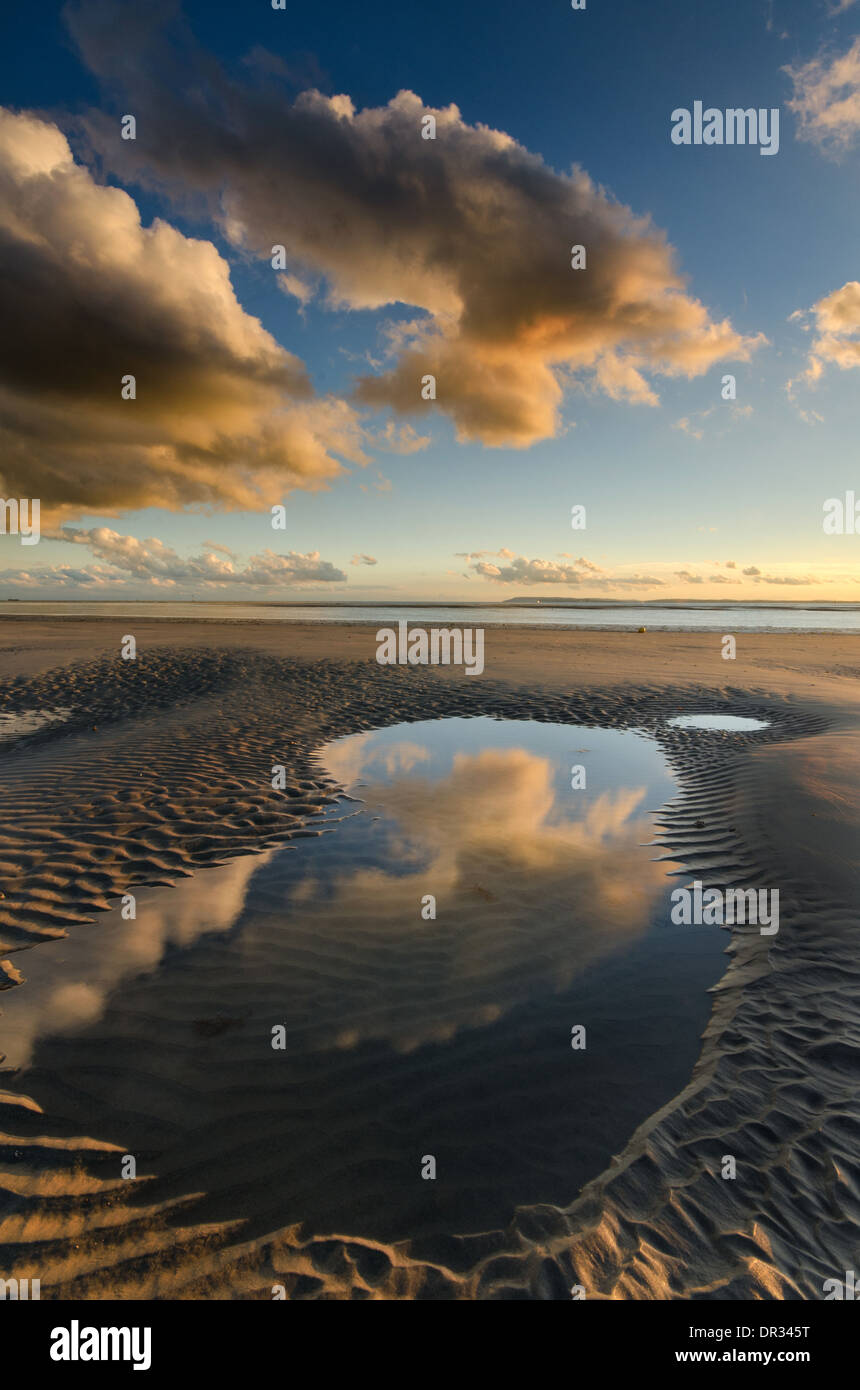 Sandbar at beach, Wittering, Hampshire, England Stock Photo
