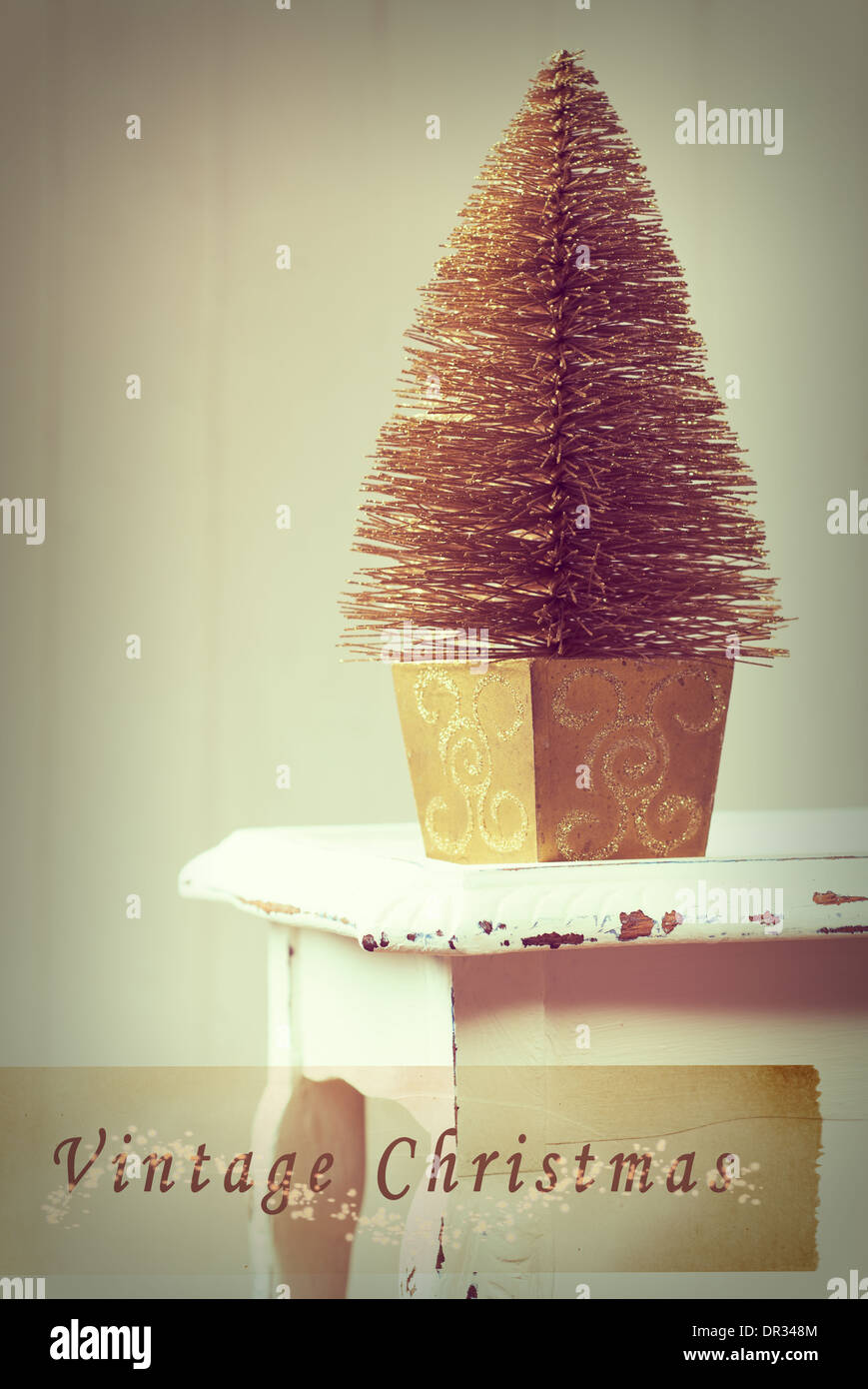 Miniature Christmas tree with vintage filter effect Stock Photo Alamy