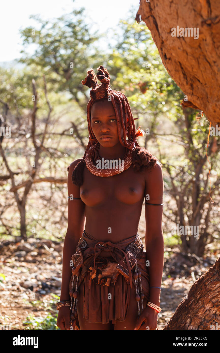 Portrait of Himba tribes woman in Damaraland, Namibia Africa Stock Photo