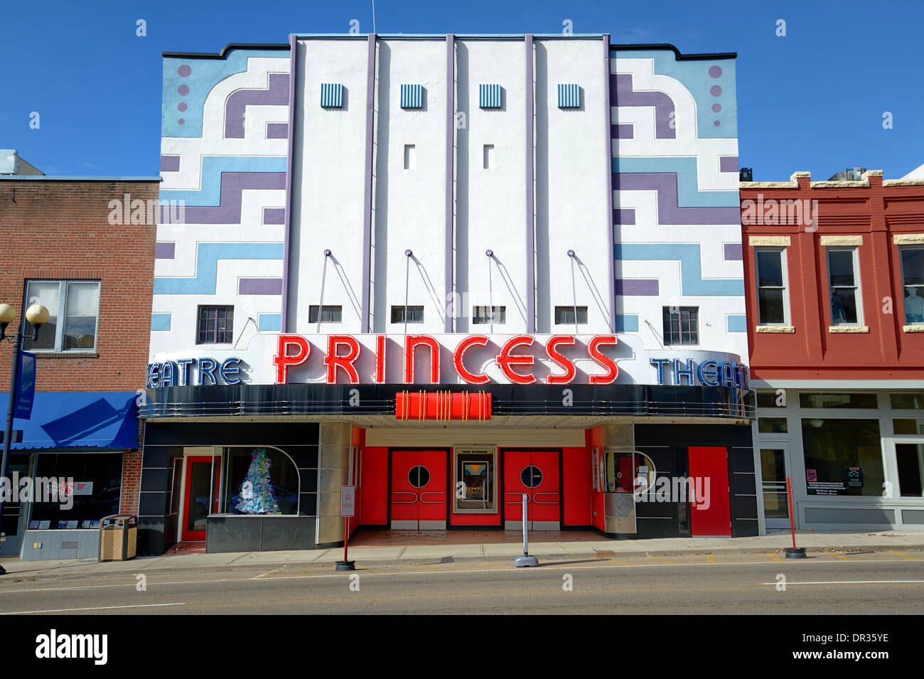 The historic Princess Theatre in Harriman, TN USA. 1930's Art Deco at its best. Photo by Darrell Young. Stock Photo
