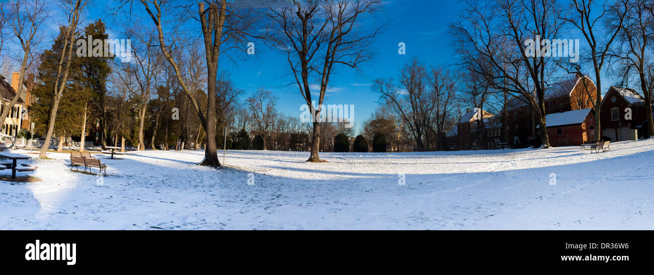 Panorama of Kentlands Green Covered with Snow Stock Photo Alamy